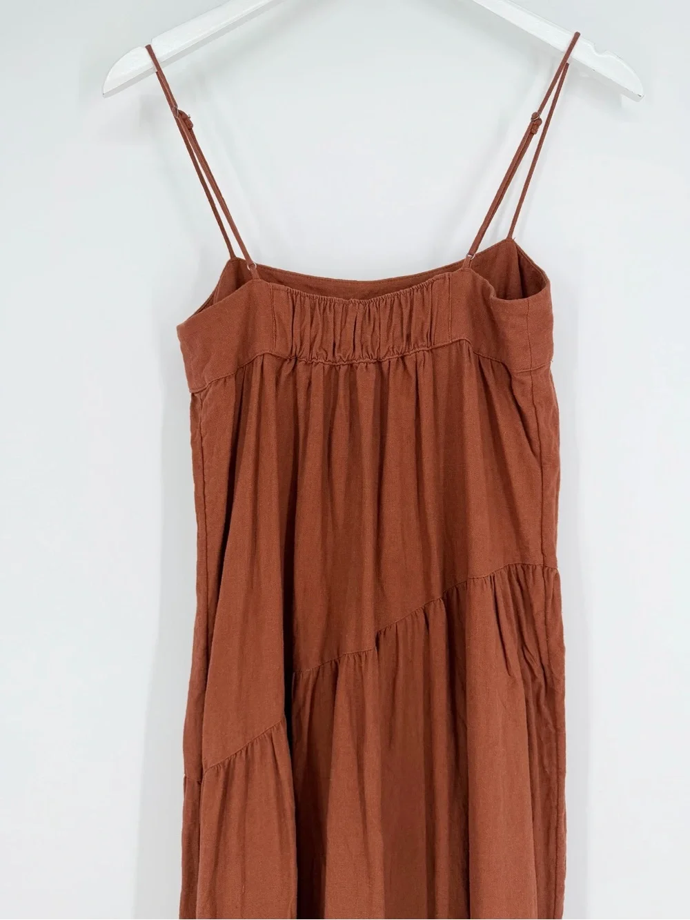 abercrombie and fitch Rust Asymmetrical Tiered Maxi Dress